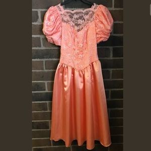 Perfect Peach 80’s Prom Dress Tea Dress 9/10